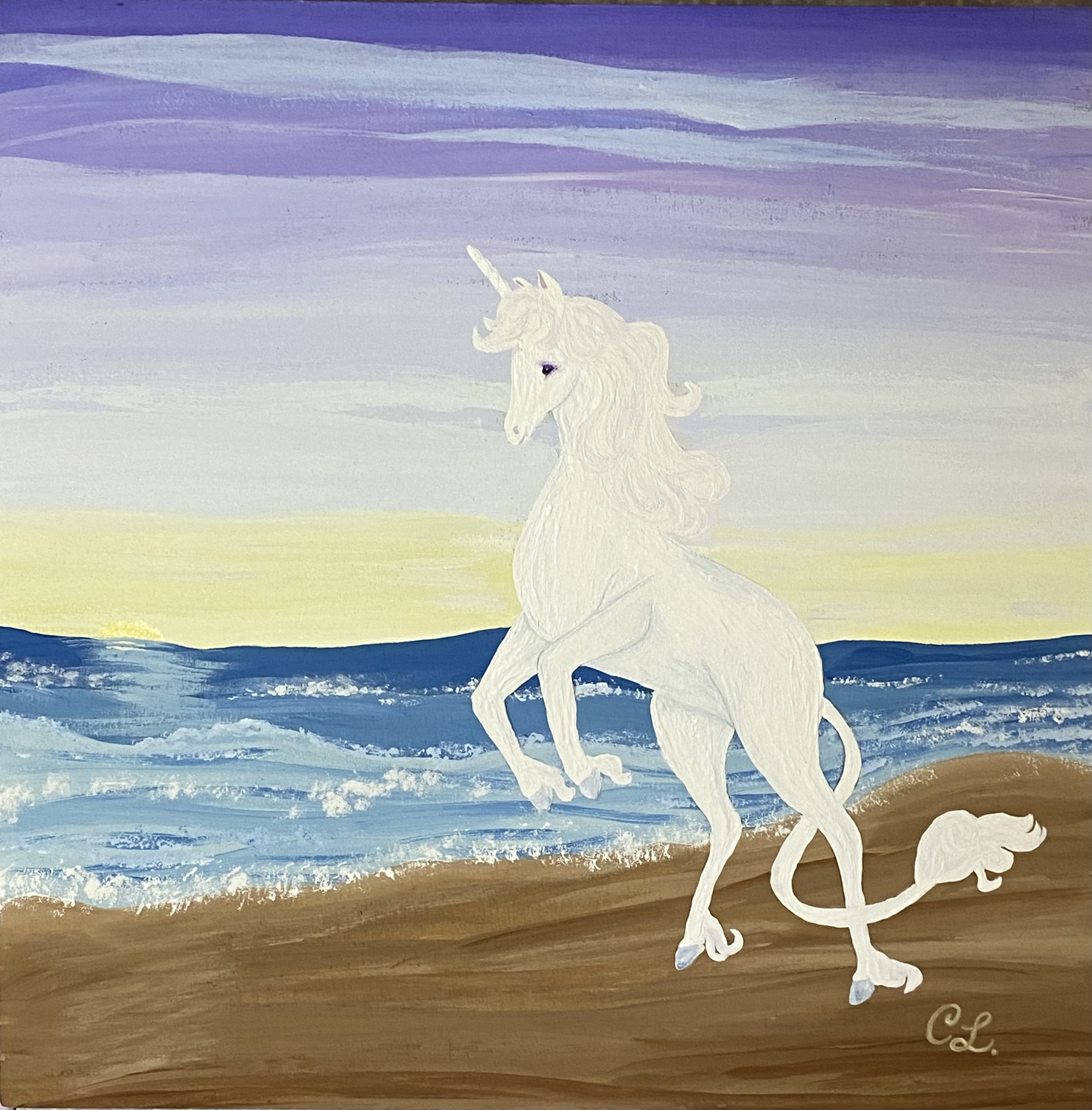 Unicorn painting on a beach
